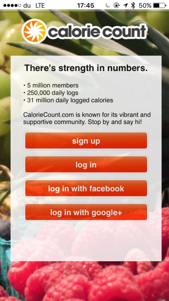 Calorie Count app screenshot