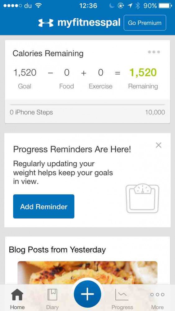 MyFitnessPal app screenshot