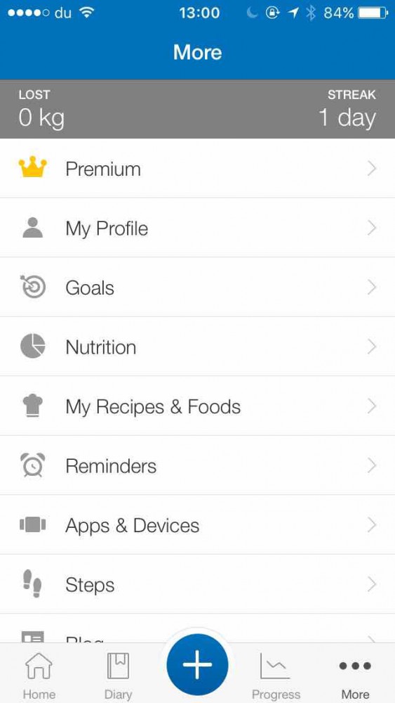 MyFitnessPal app screen